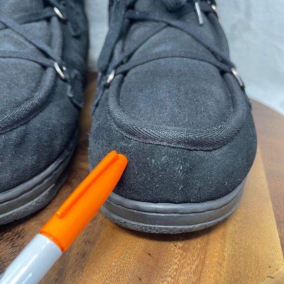 EMU Boots Mens 12 Black Suede Australian Sheepskin Lined Wallabee Style Juc Lo - Picture 6 of 16